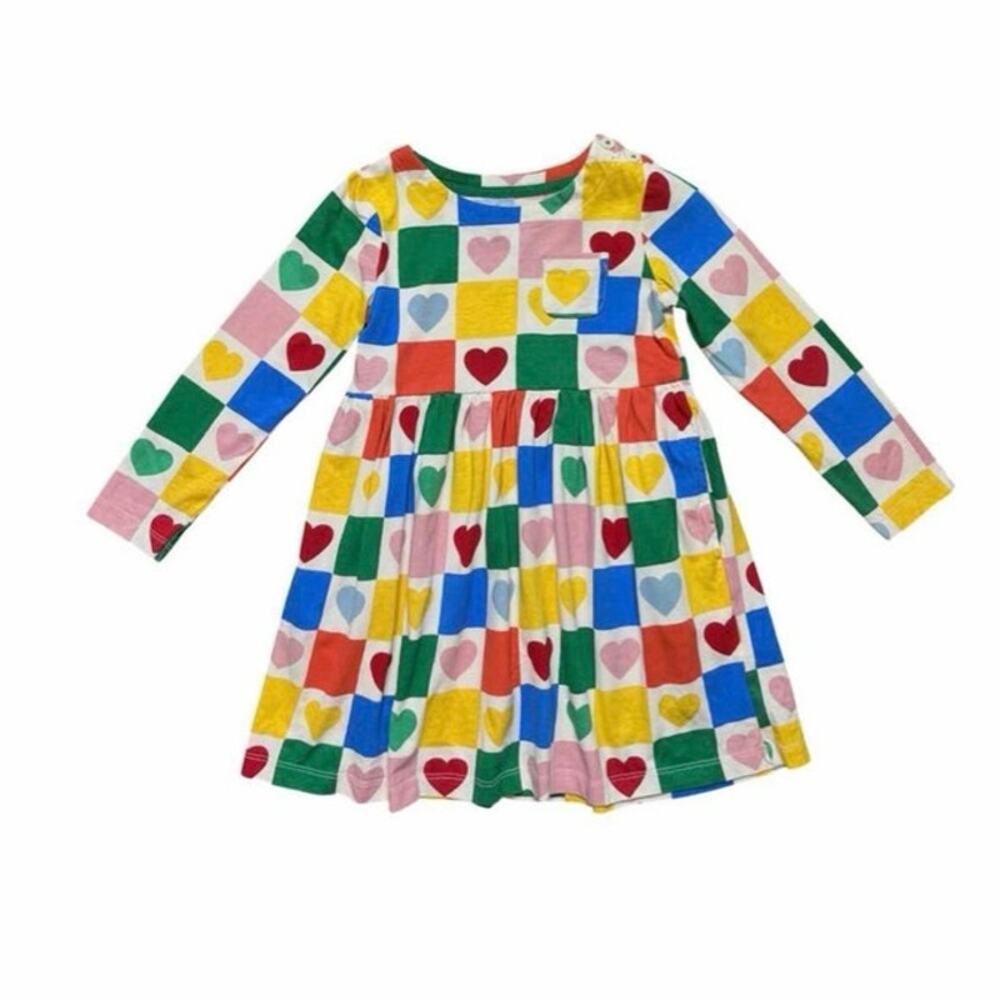 Mini Boden Check Heart Dress Size 5-6Y